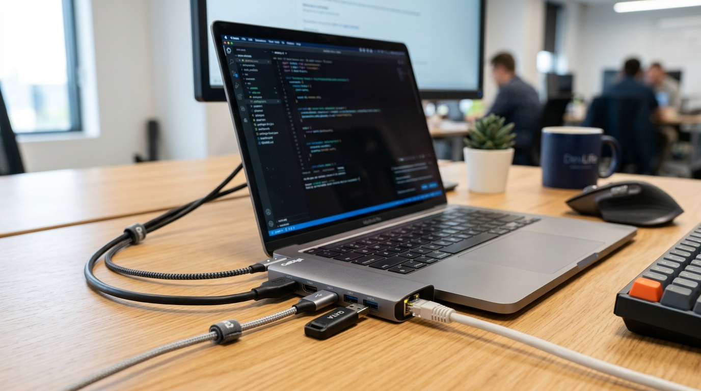 노트북 작업 효율을 높여주는 다기능 USB C타입 허브 상세컷