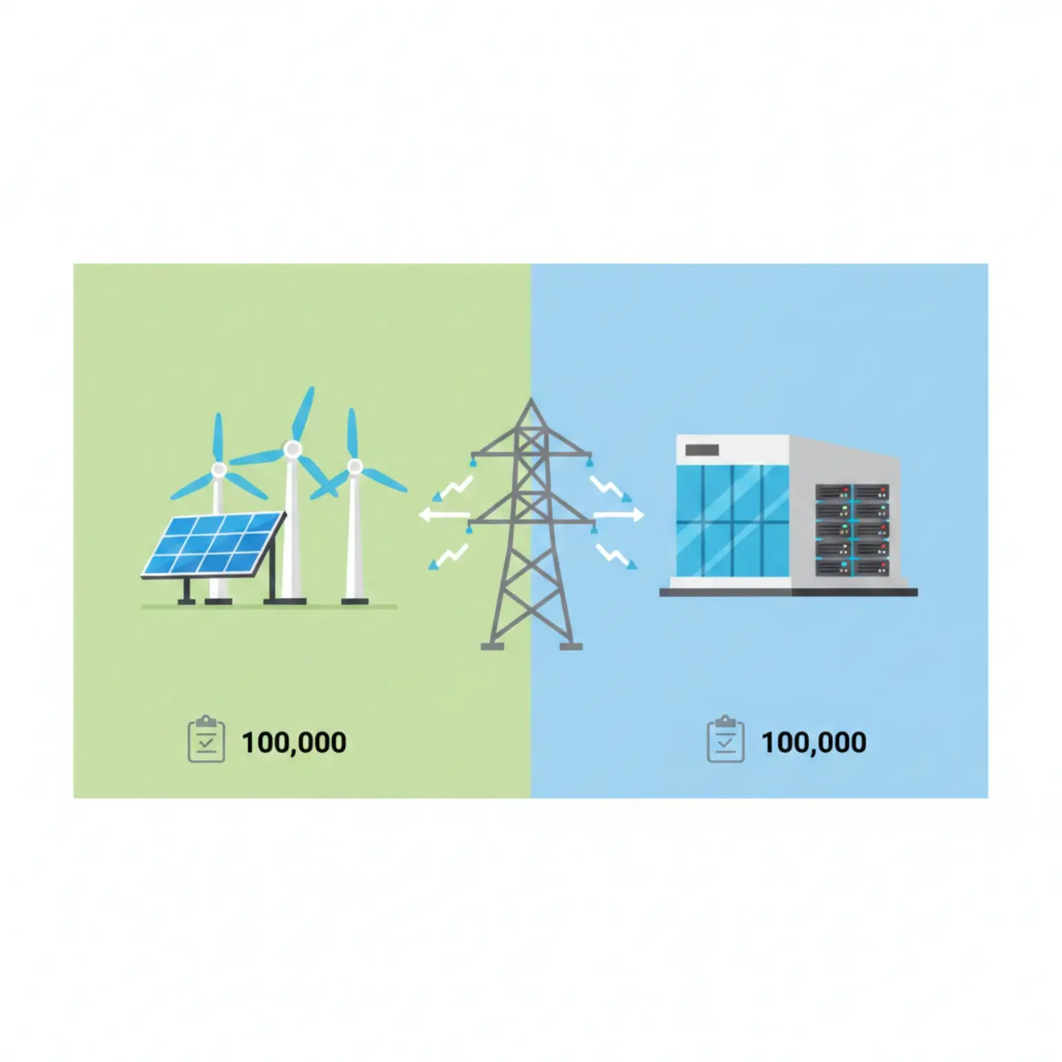 재생에너지 생산량과 데이터센터 전기 사용량을 회계상으로 맞춘 구조