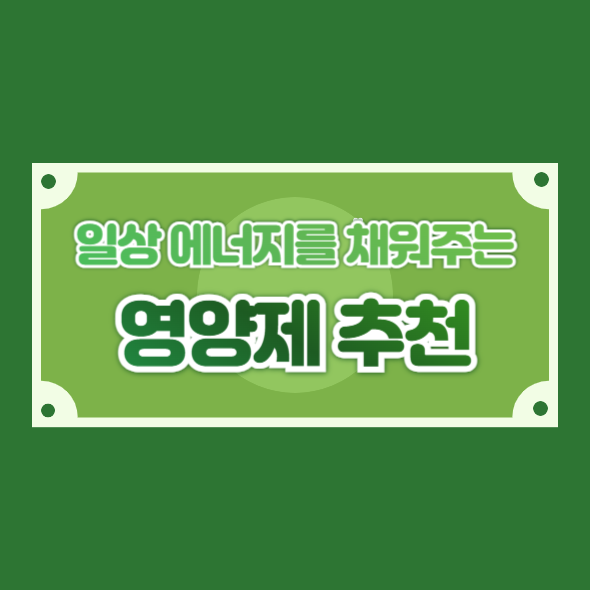 일상 에너지를 채워주는 영양제 추천