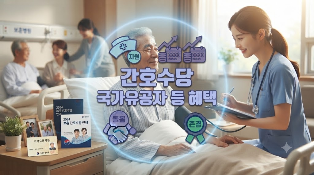국가유공자가 병원에서 간호수당을 받고 치료받고 있는 모습