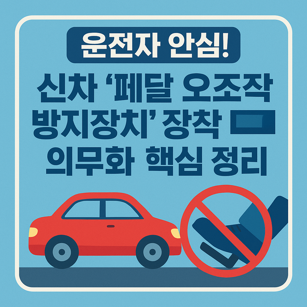 🚗 운전자 안심! 신차 '페달오조작 방지장치' 장착 의무화 핵심 정리