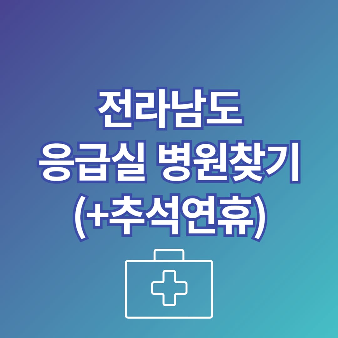 전남 추석 응급실 병원 찾는 법 안내