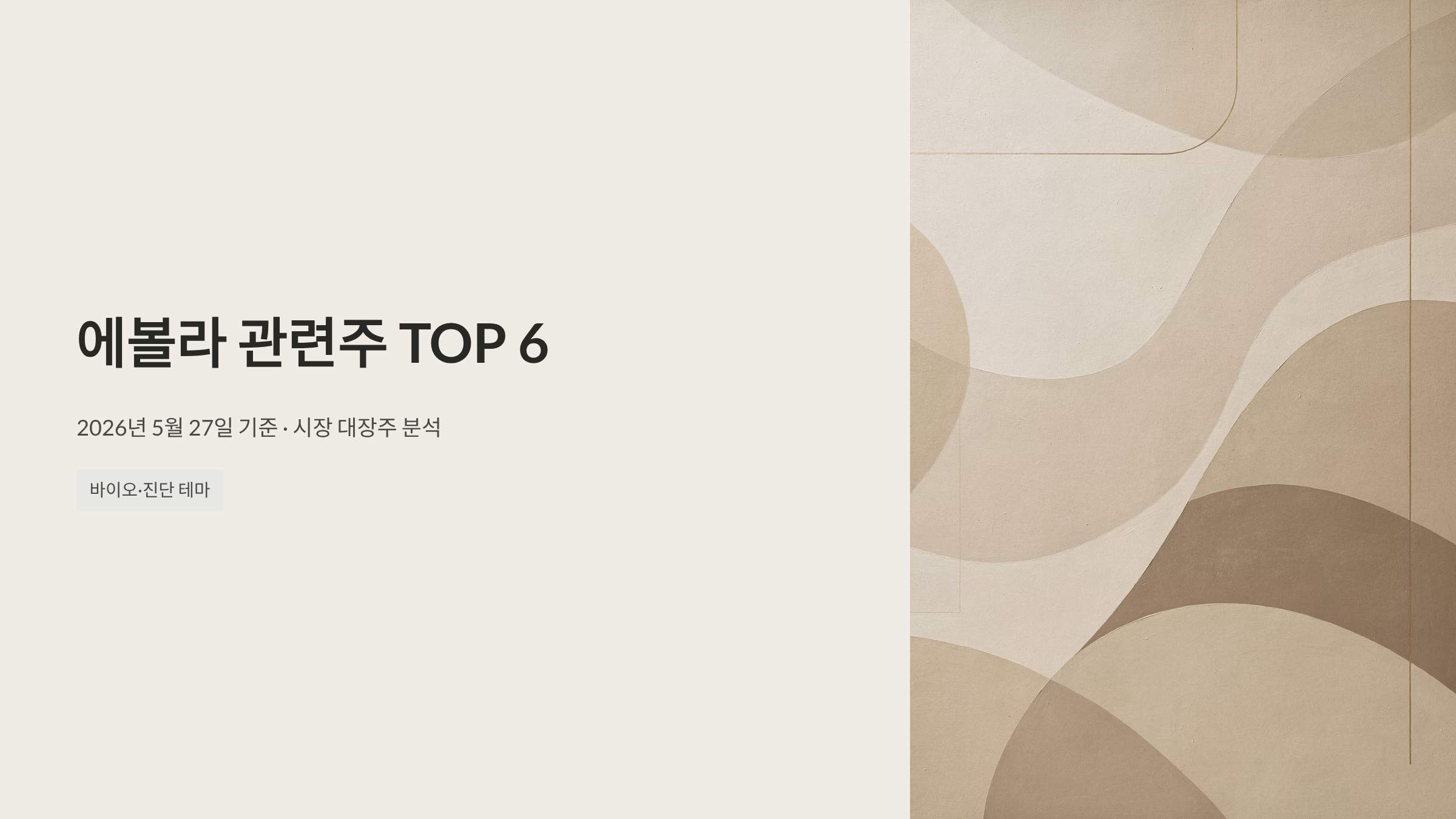 에볼라 바이러스 관련주 대장주