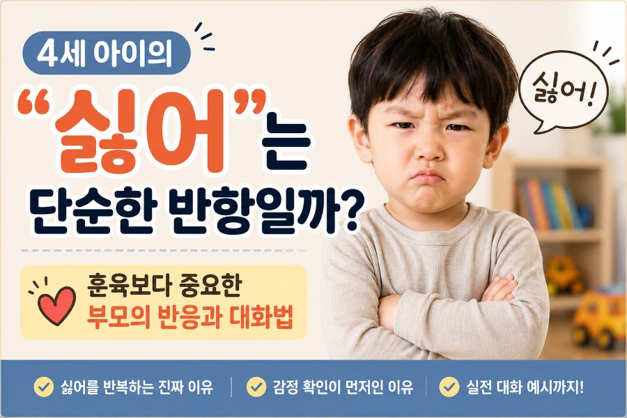 4세 아이가 싫어를 반복하는 이유와 부모 반응에 대한 육아 정보 썸네일 이미지