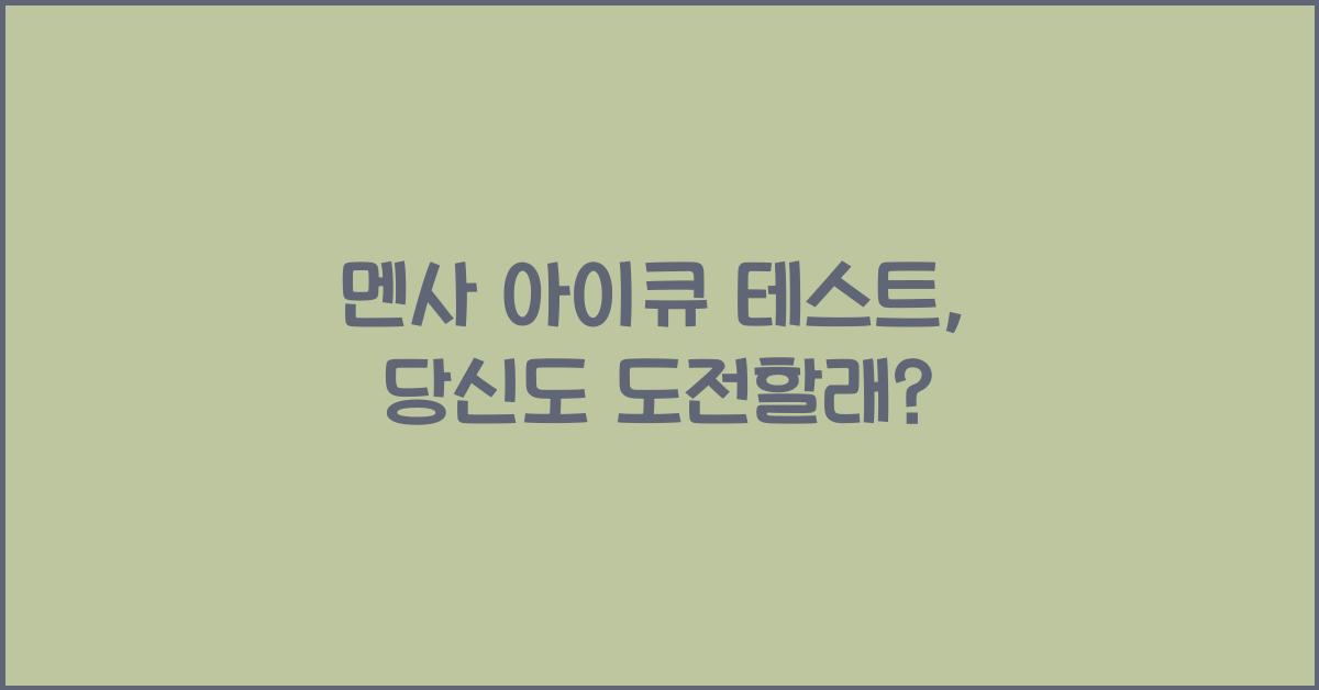 멘사 아이큐 테스트