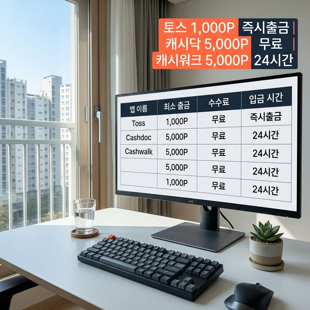 앱테크 앱별 출금 조건 수수료 비교 데이터
