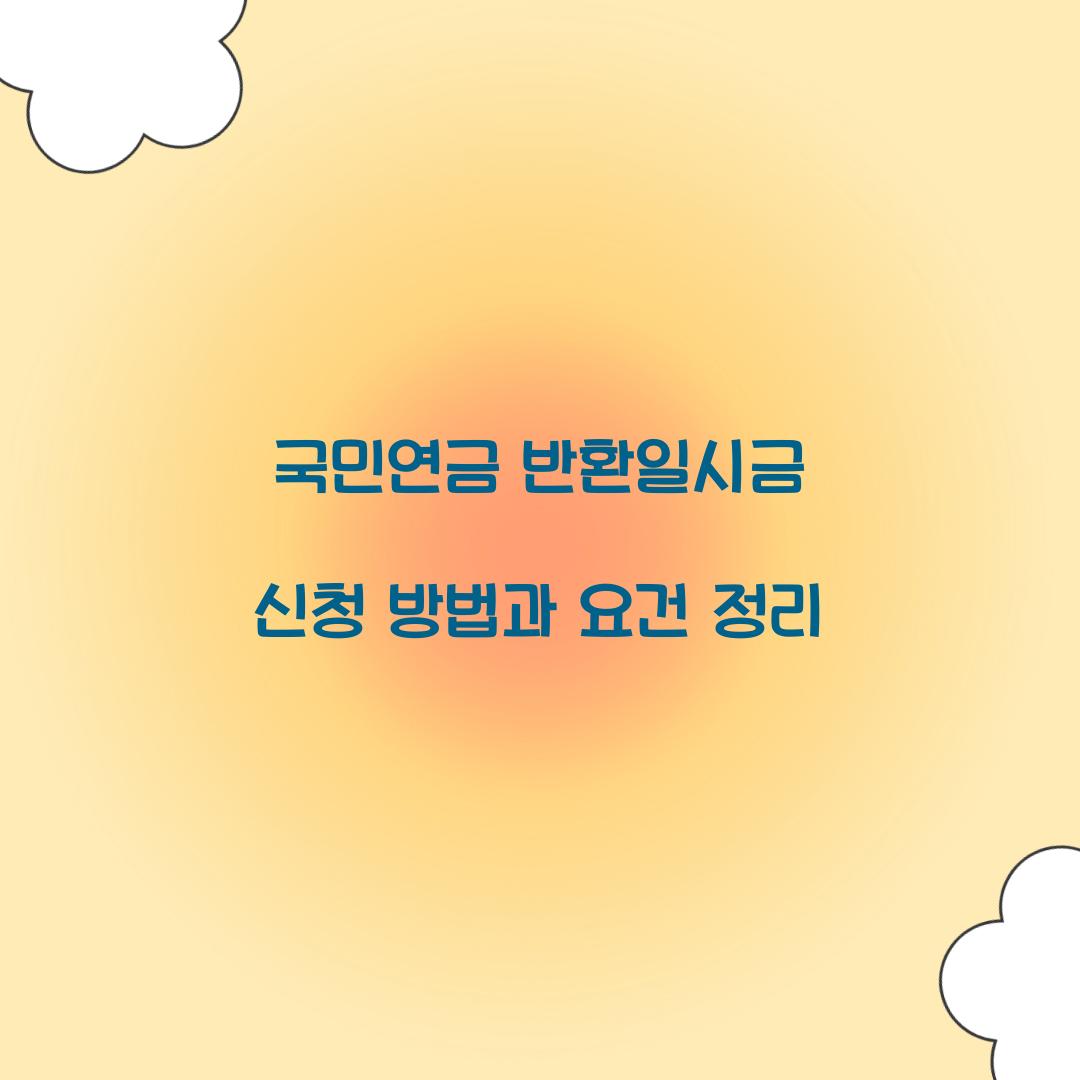 국민연금 반환일시금 신청