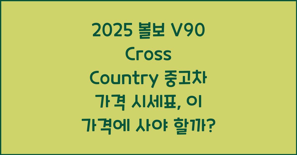 2025 볼보 V90 Cross Country 중고차 가격 시세표