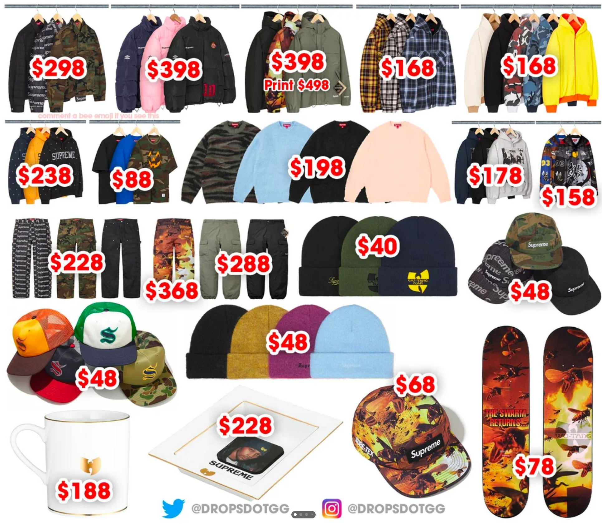 Supreme 슈프림 2025년 FW 10 Week 드랍리스트