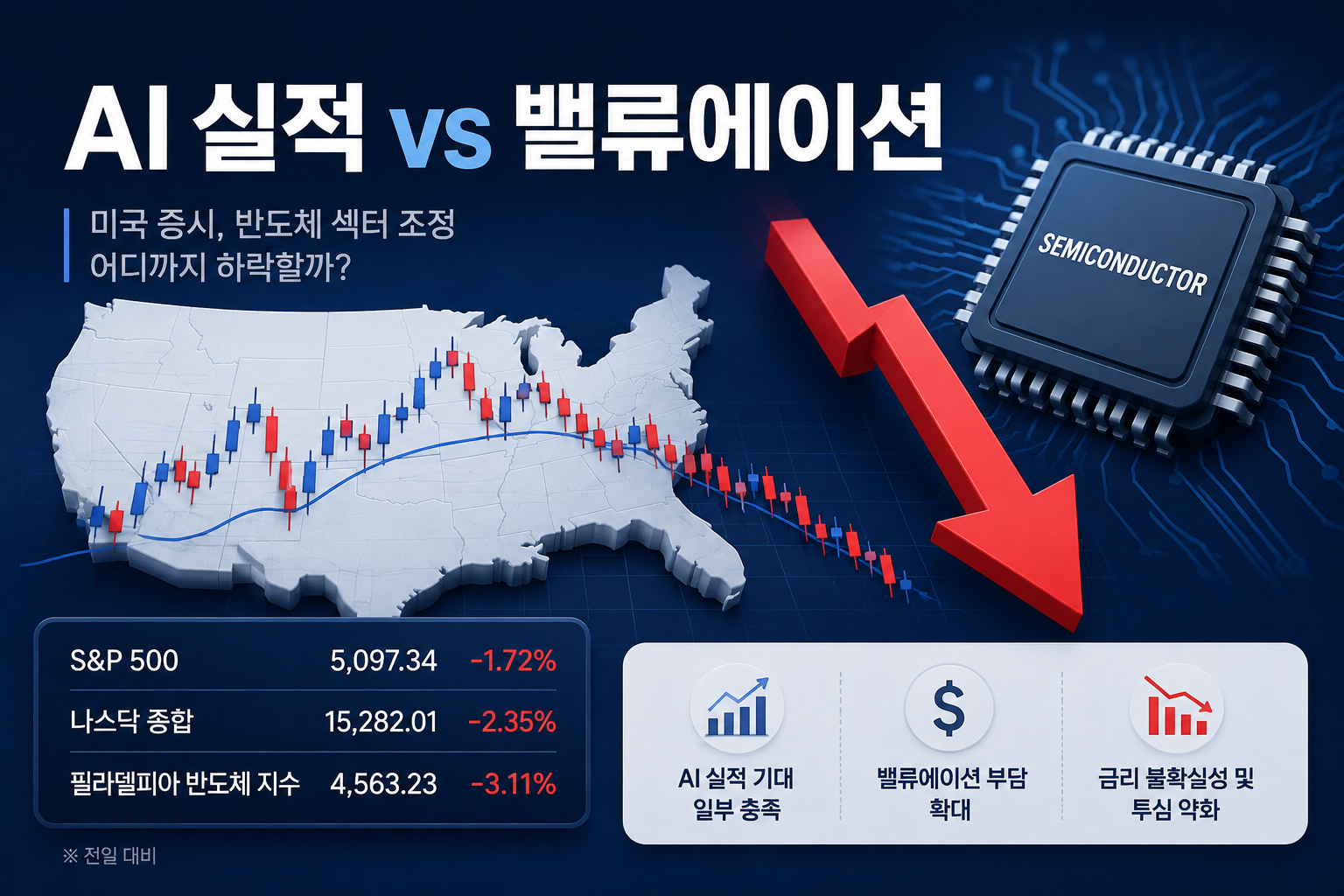 미국 증시와 AI 반도체 AMD 하락 밸류에이션 투자 흐름