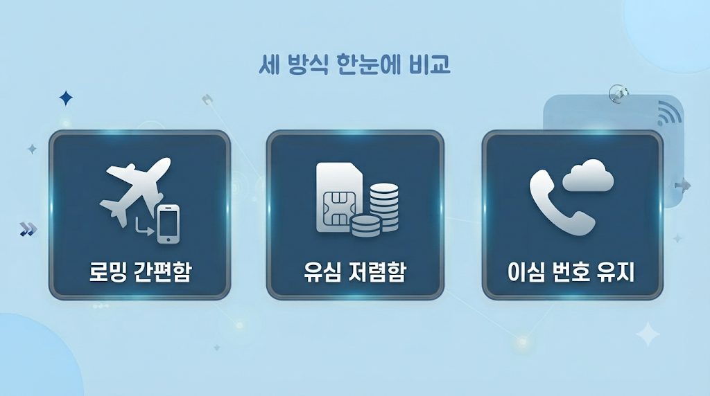 로밍 유심 이심 비교 카드