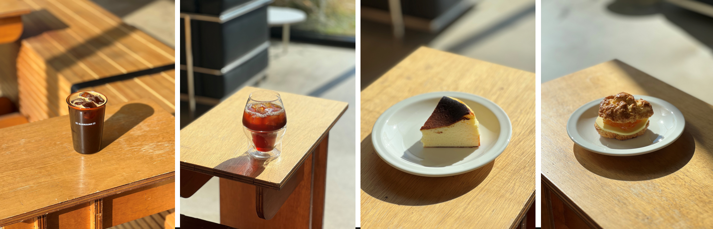 남양주 청음카페 써라운드 시그니처 메뉴 &ndash; 아메리카노, 아이스 커피, 바스크 치즈케이크, 수제 스콘 디저트 이미지