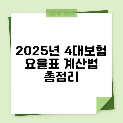 2025년 4대보험 요율표 계산법 총정리
