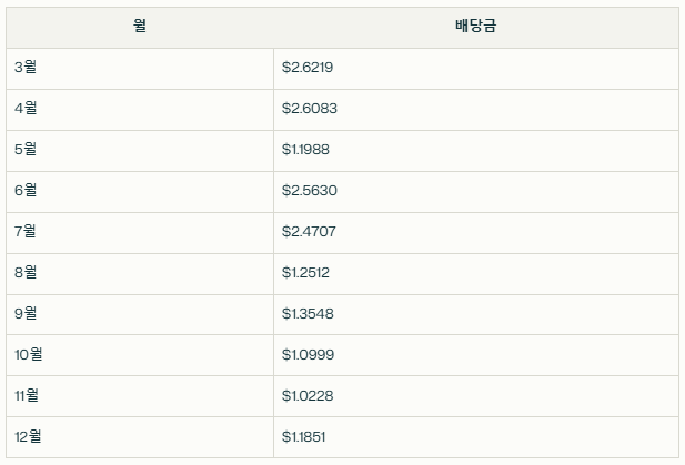 2024년도 NVDY ETF 월배당금