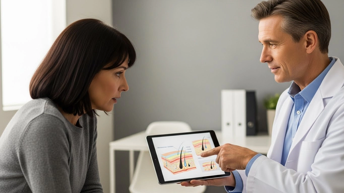 의사와 부작용&middot;대응 방법을 상담하는 장면