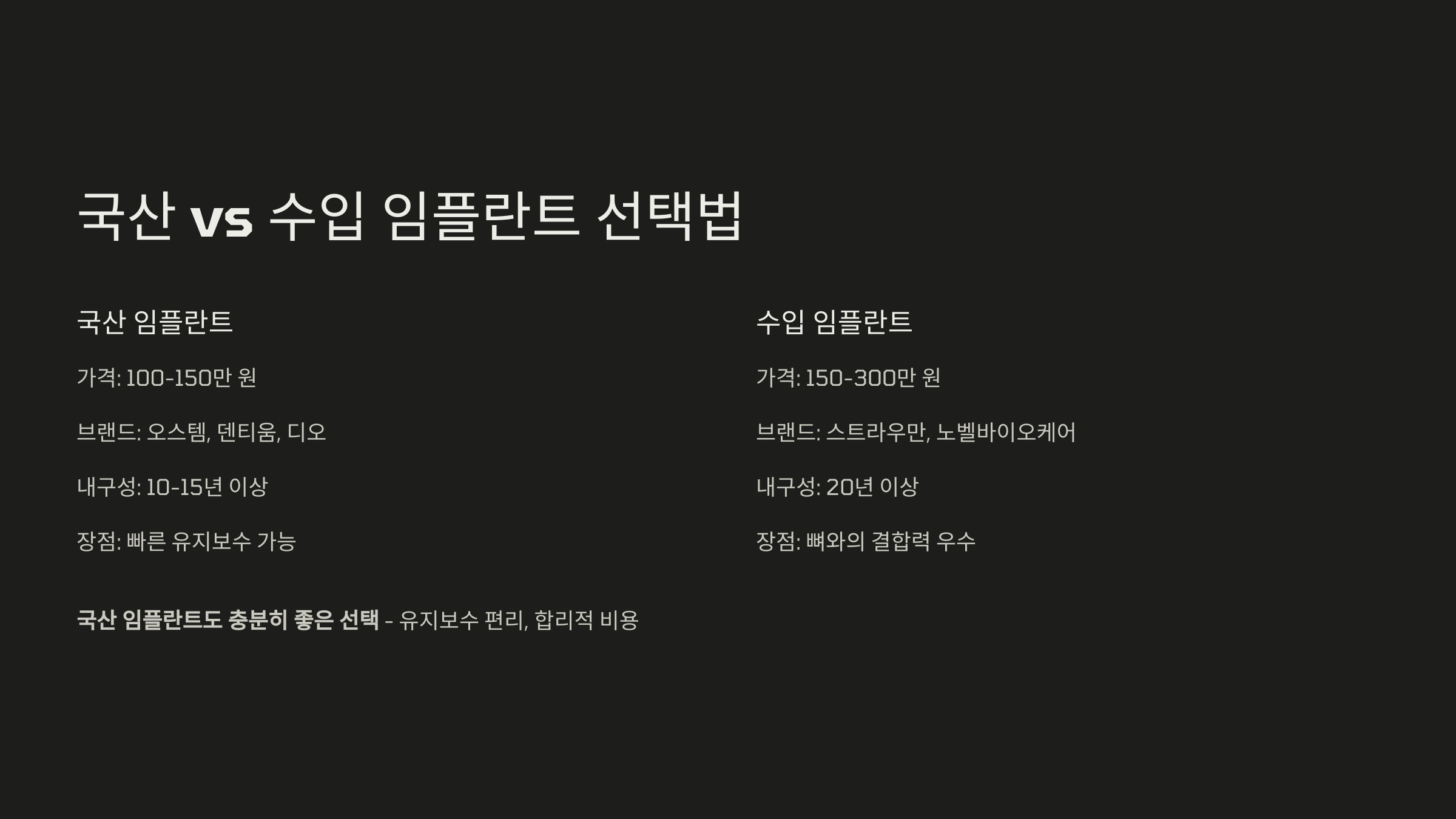 국산 vs 수입 임플란트 선택 법