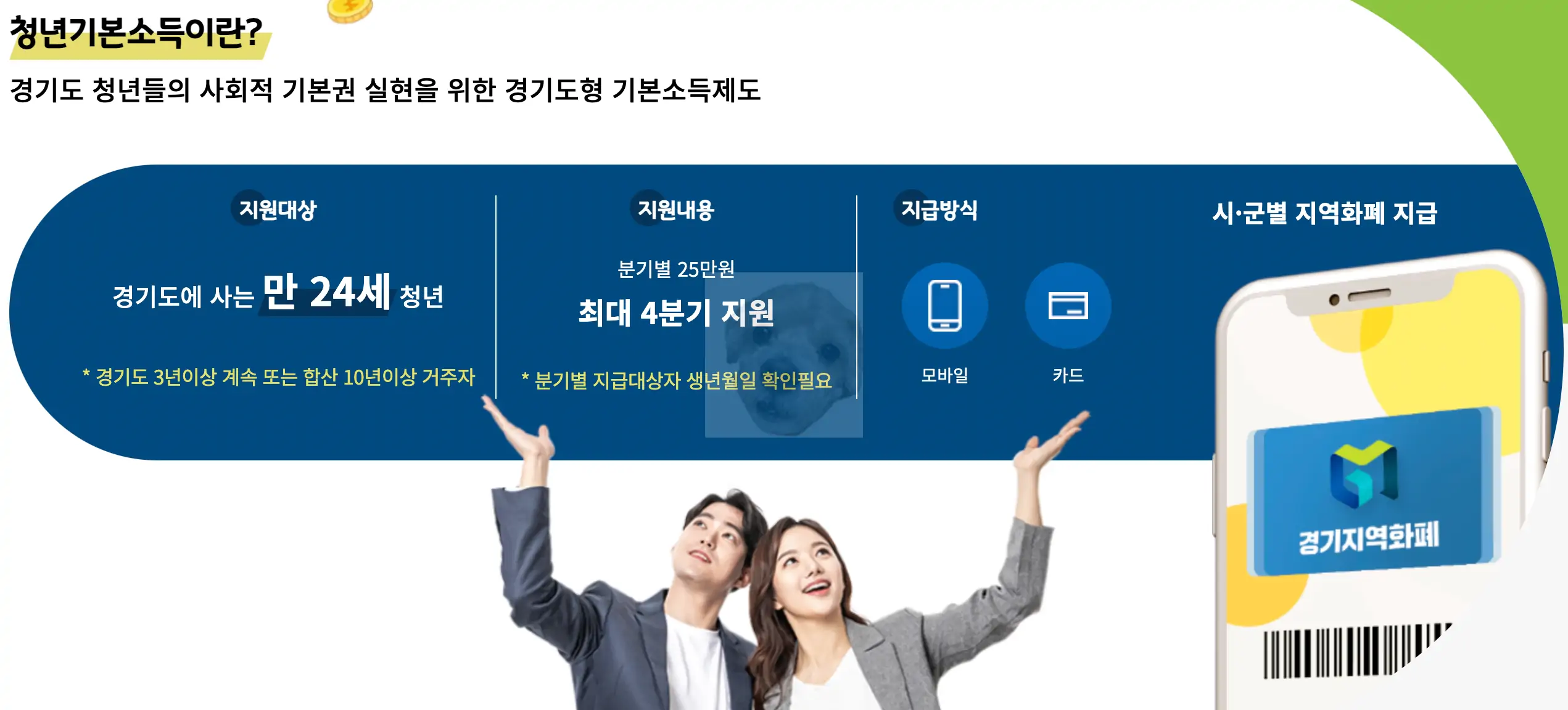 경기도 청년기본소득 지원내용