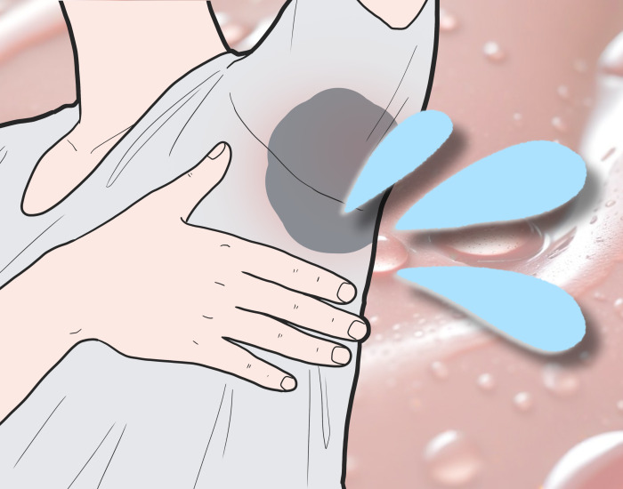 겨드랑이에서 땀이 발생한 모습