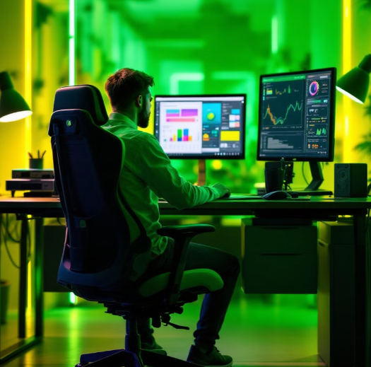 척추 건강을 위해 바른 자세로 앉아서 일하는 직장인