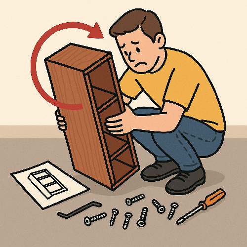 가구의 ‘바닥면’을 기준으로 조립해 상단이 뒤바뀌는 오류