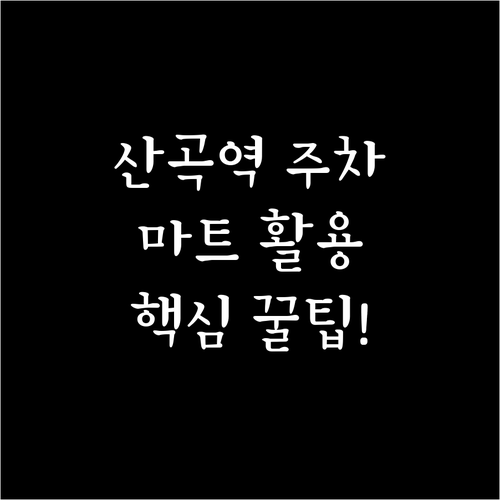 산곡역 주차비 절약하는 마트 활용법과..