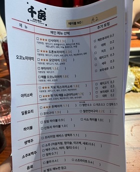 메뉴판