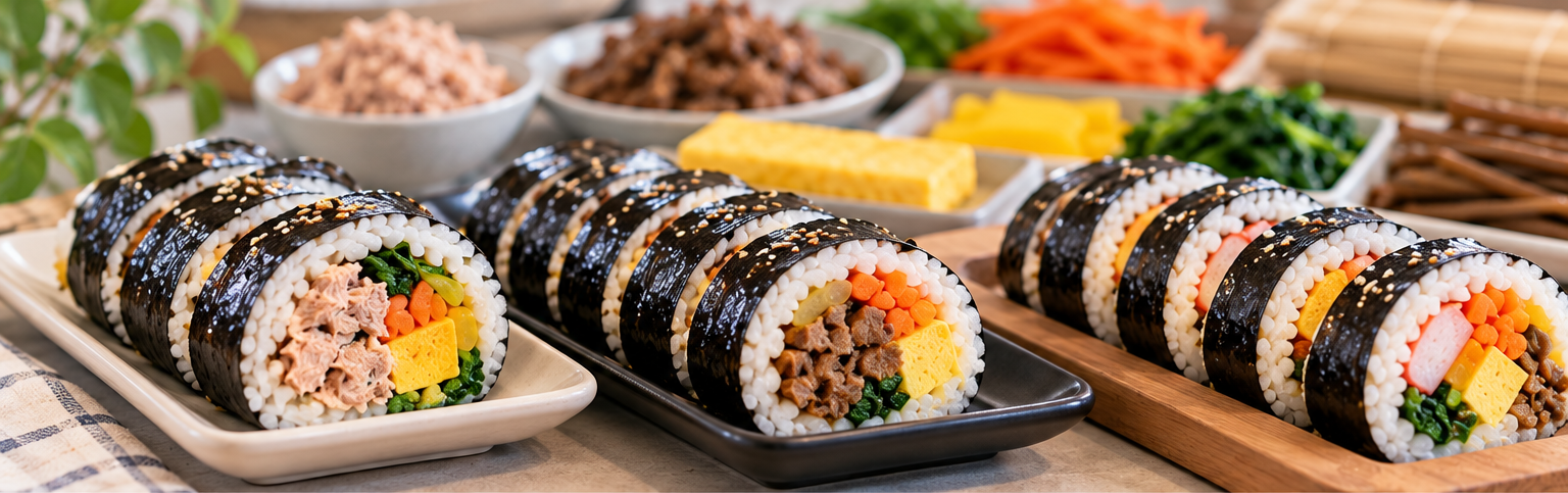 편의점에서 판매하는 참치김밥 불고기김밥 일반김밥의 종류와 속재료 비교 이미지