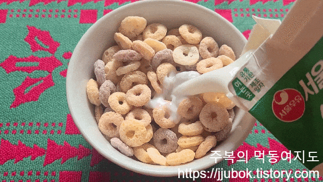 두레-사계절-과일-푸레이크-우유-맛