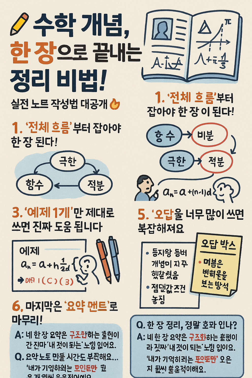 수학 개념, 한 장으로 끝내는 정리 비법! 실전 노트 작성법 대공개