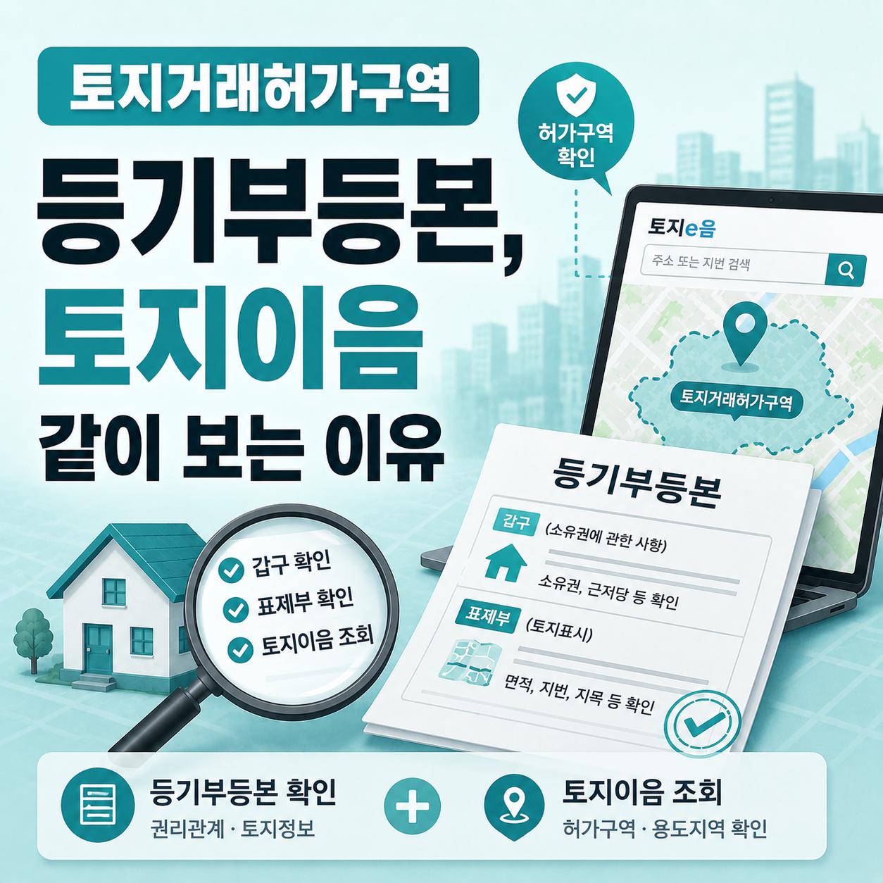 토지거래허가구역 계약 전 등기부등본을 확인하는 모습