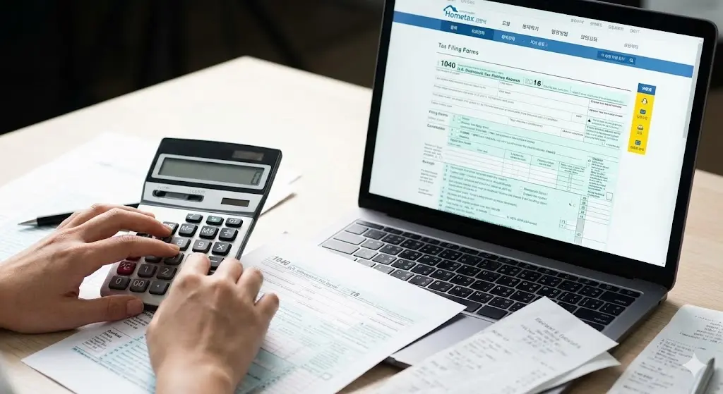 교육비 납입 증명서 확인하는 모습