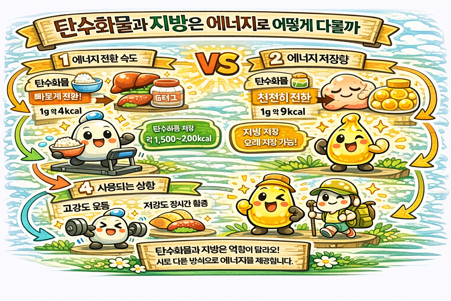 탄수화물과 지방은 에너지로 어떻게 다를까