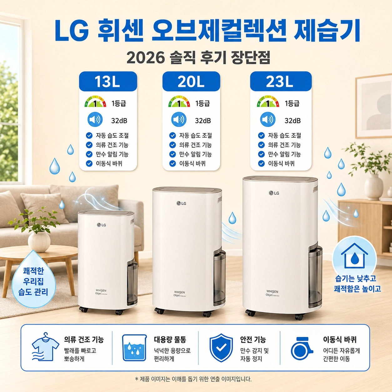 LG 휘센 오브제컬렉션 제습기 라인업 비교 인포그래픽
