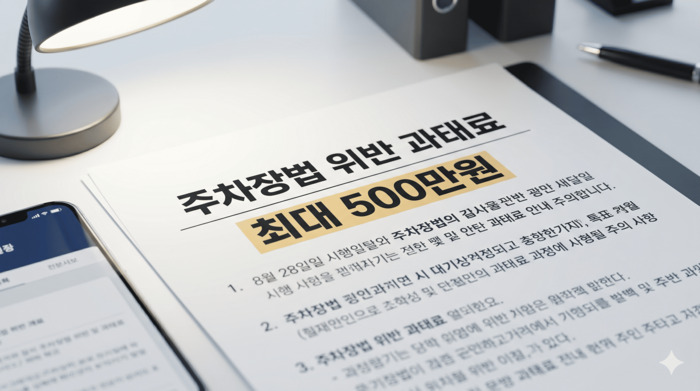 8월 28일 개정 주차장법 위반 시 최대 500만원 과태료 부과 기준