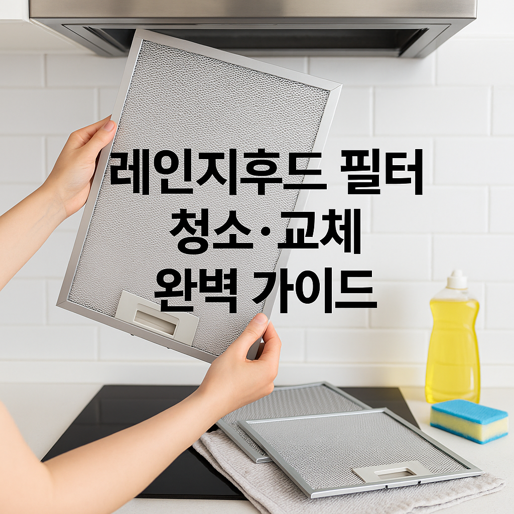 주방 후드 필터를 분리해 세척·건조하는 실제 과정 사진