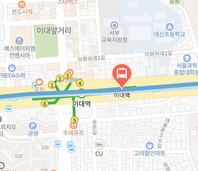 이대역에서 인천공항 리무진 공항버스(6002번) 지도 위치