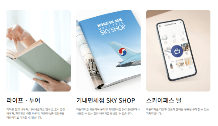 대한항공 마일리지 사용처_2