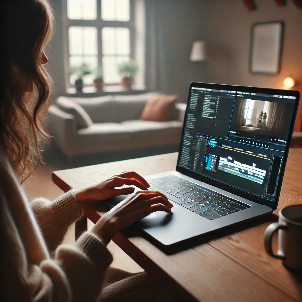 노트북으로 작업을 하고 있는 모습