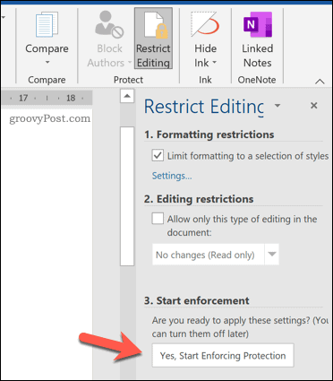 MS 워드 편집 가능한 부분 설정