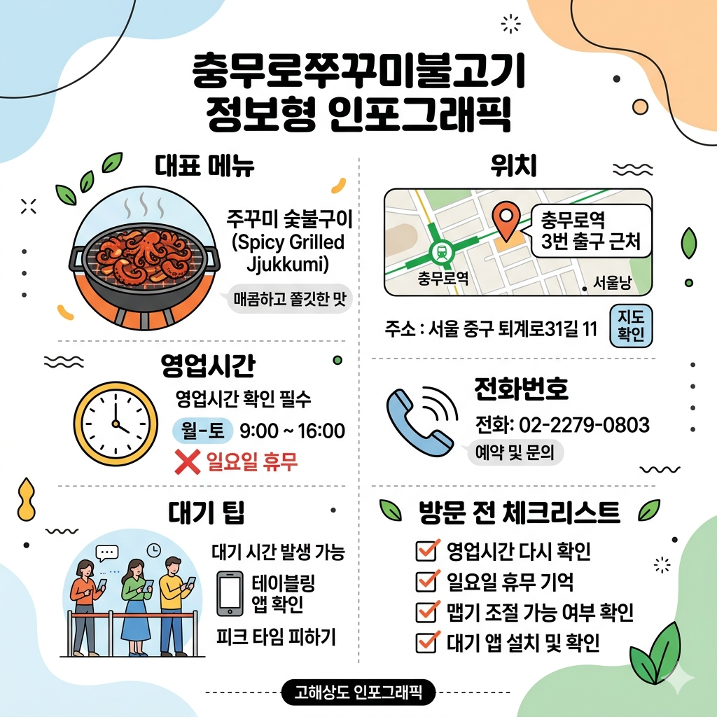 충무로쭈꾸미불고기 방문 전 꼭 확인할 핵심 정보 인포그래픽