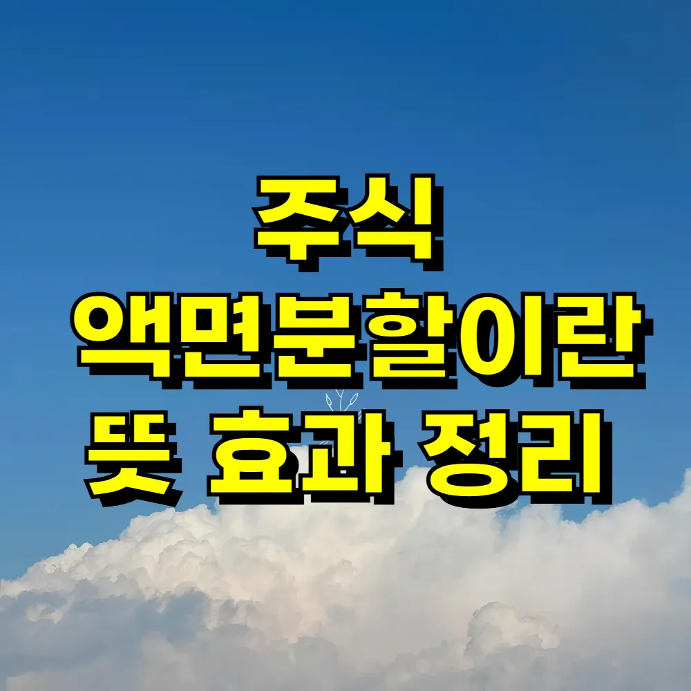주식 액면분할이란 뜻 효과 정리