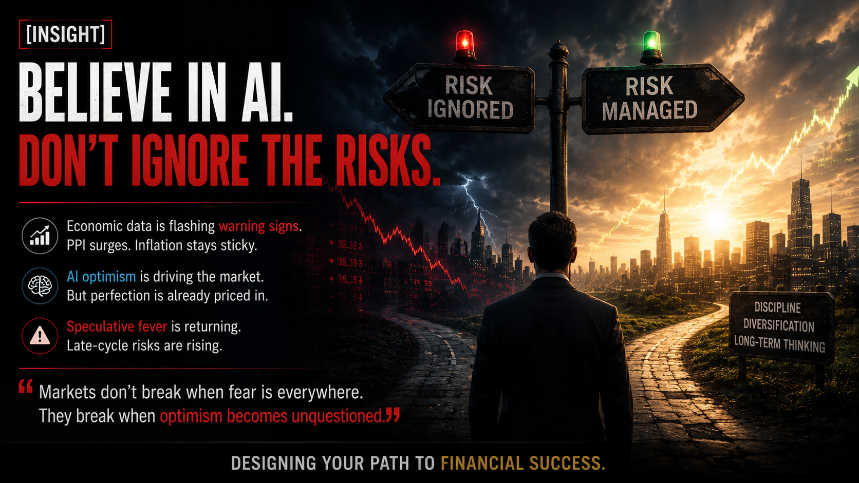 AI rally and market risk management illustration