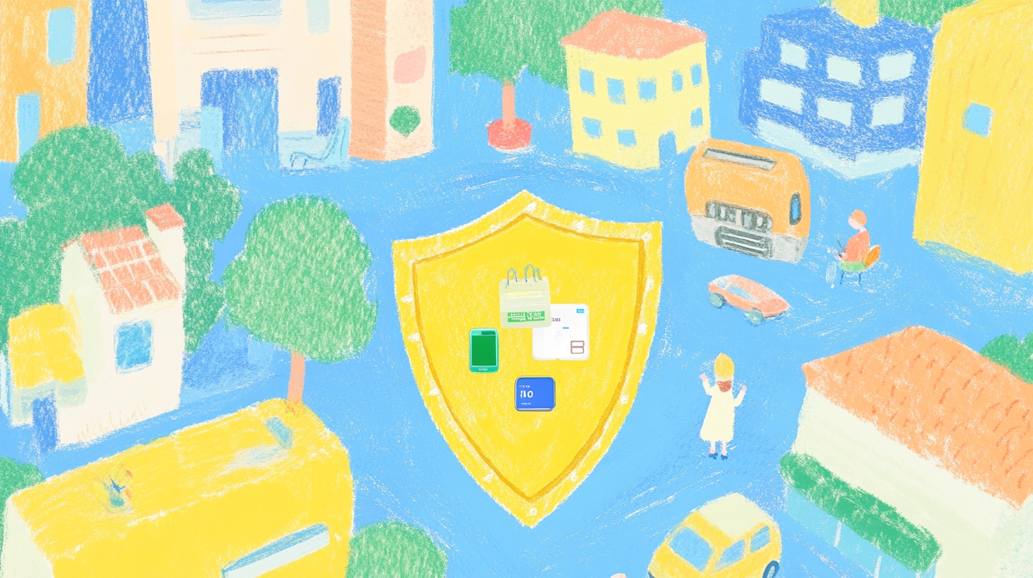 활기 넘치는 라이프스타일 몽타주에서 내구성과 고객 신뢰를 상징하는 방패 형태 휘장으로 표현된 삼성의 10년 보증 프로그램 이미지