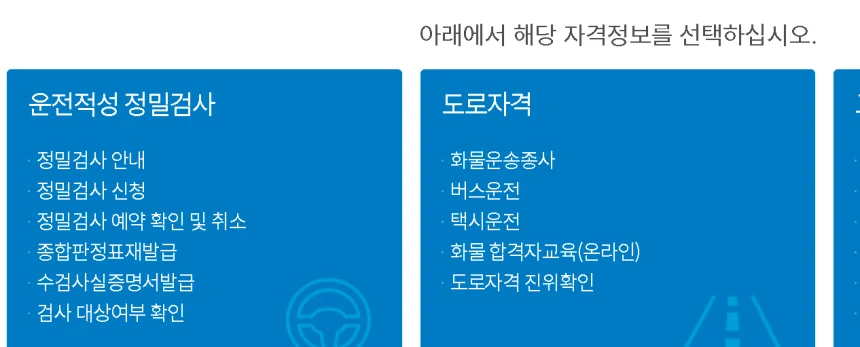 운전적성검사 신청메뉴