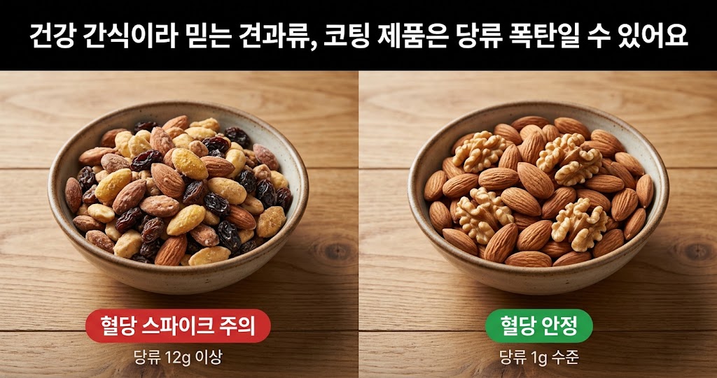 건강 간식이라 믿는 견과류, 코팅 제품은 당류 폭탄일 수 있어요