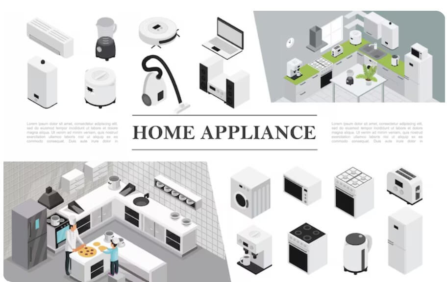 가전 제품 전시해 놓은 모습