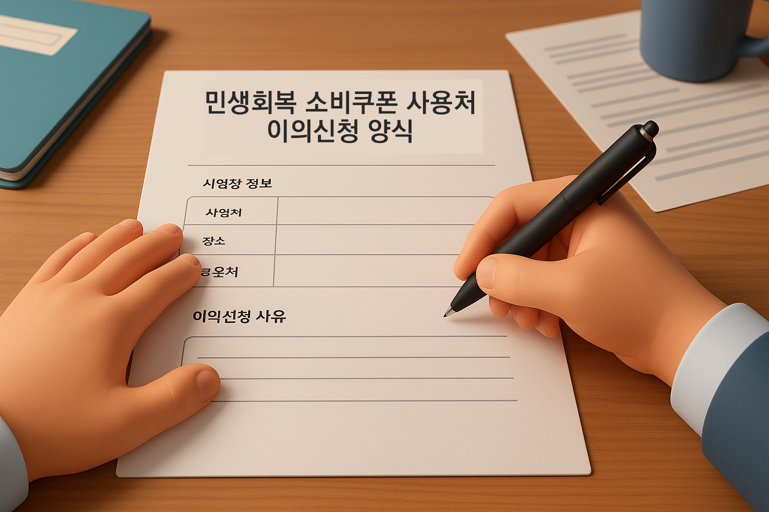 민생회복 소비쿠폰 사용처 이의신청 양식을 작성하는 모습