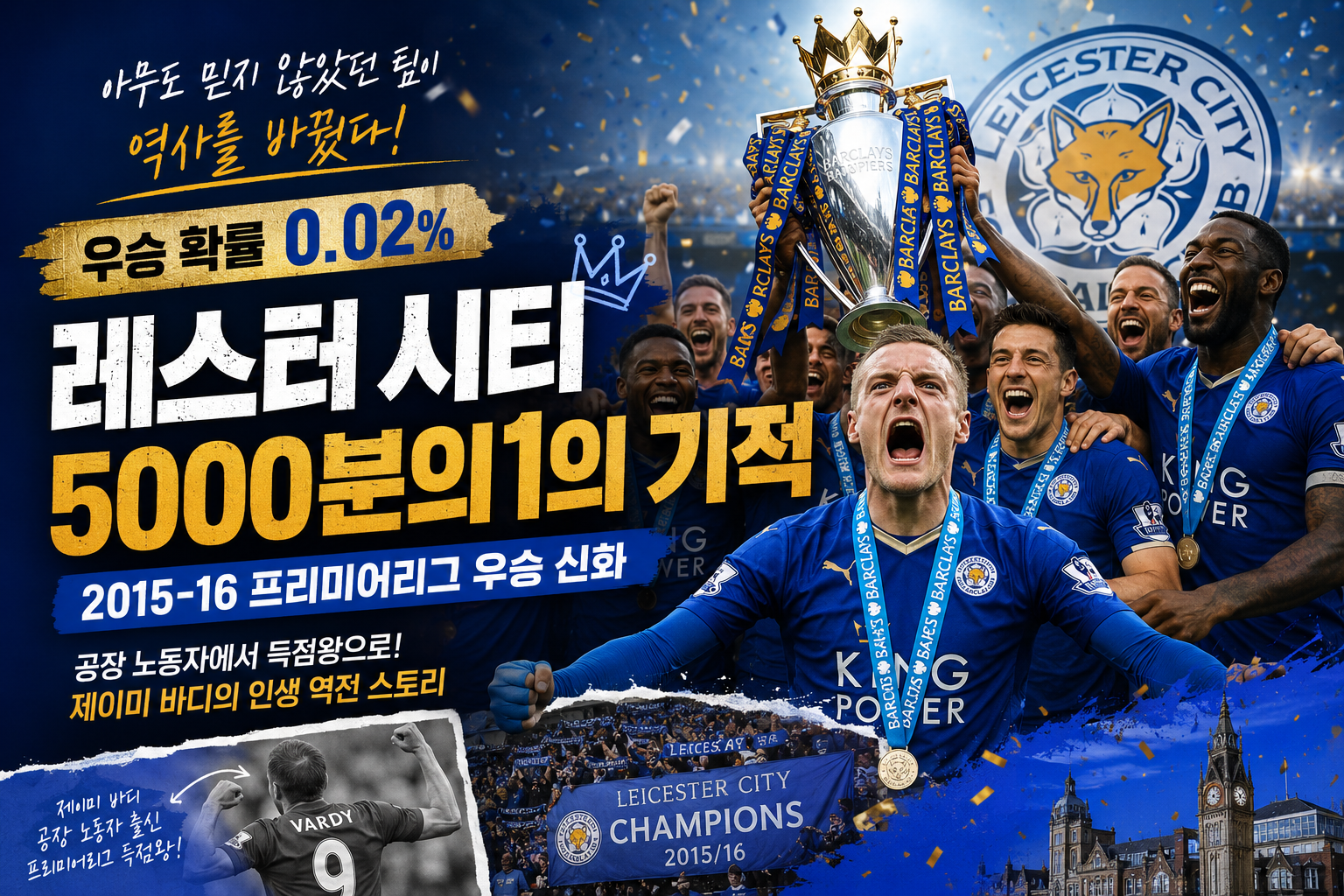 0.02%의 확률을 현실로 만든 사람들&hellip; 레스터 시티 5000분의 1 기적