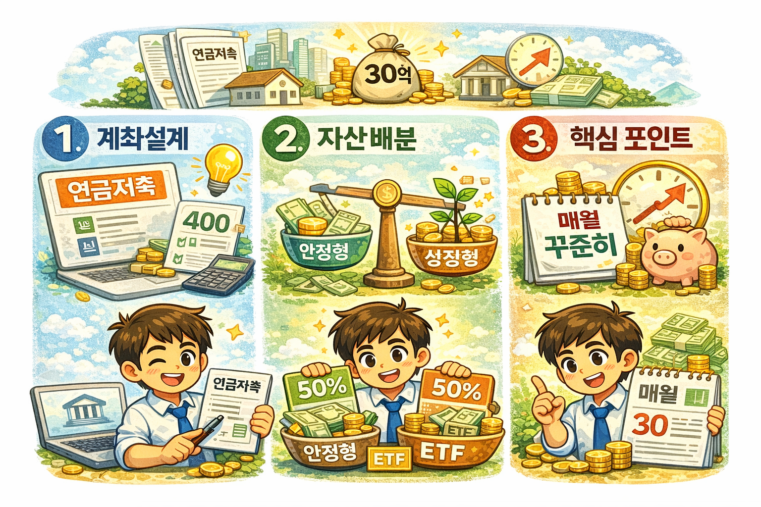 연금저축으로 노후 3억 만들기 (계좌설계, 자산배분, 지속성)