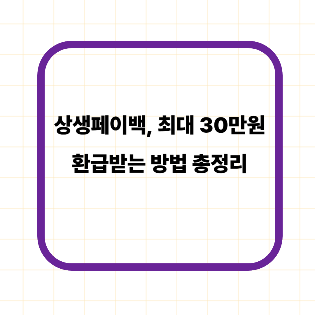 상생페이백, 최대 30만원 환급받는 방법 총정리